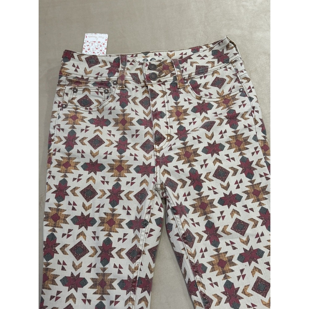 Free People We The Wild Child Printed Skinny Jeans Ivory Size 28 #OB1100417 NWT - Picture 2 of 16